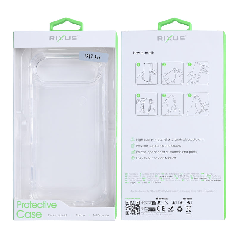 Rixus Anti-Burst Case For iPhone 17 Air Transparent