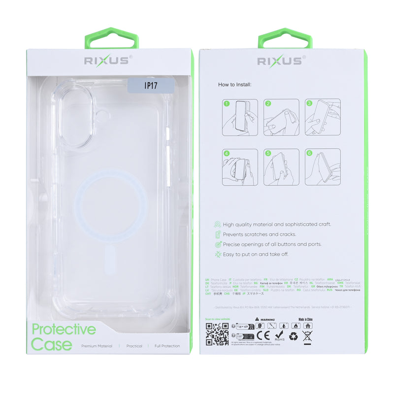 Rixus Anti-Burst Case With MagSafe For iPhone 17 Transparent