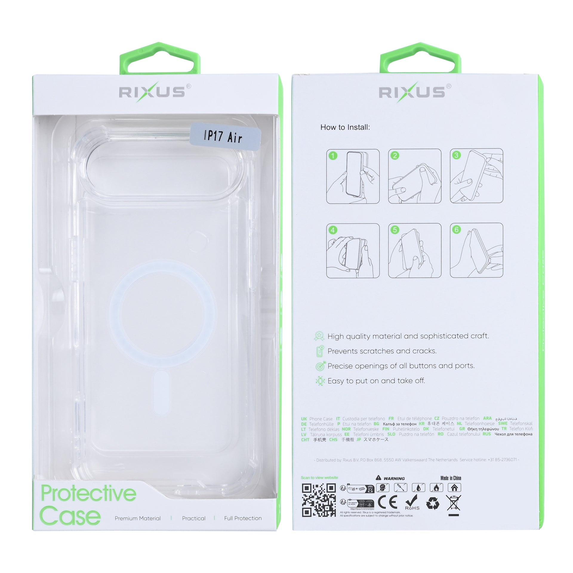Rixus Anti-Burst Case With MagSafe Compatible For Apple iPhone 17 Air Transparent