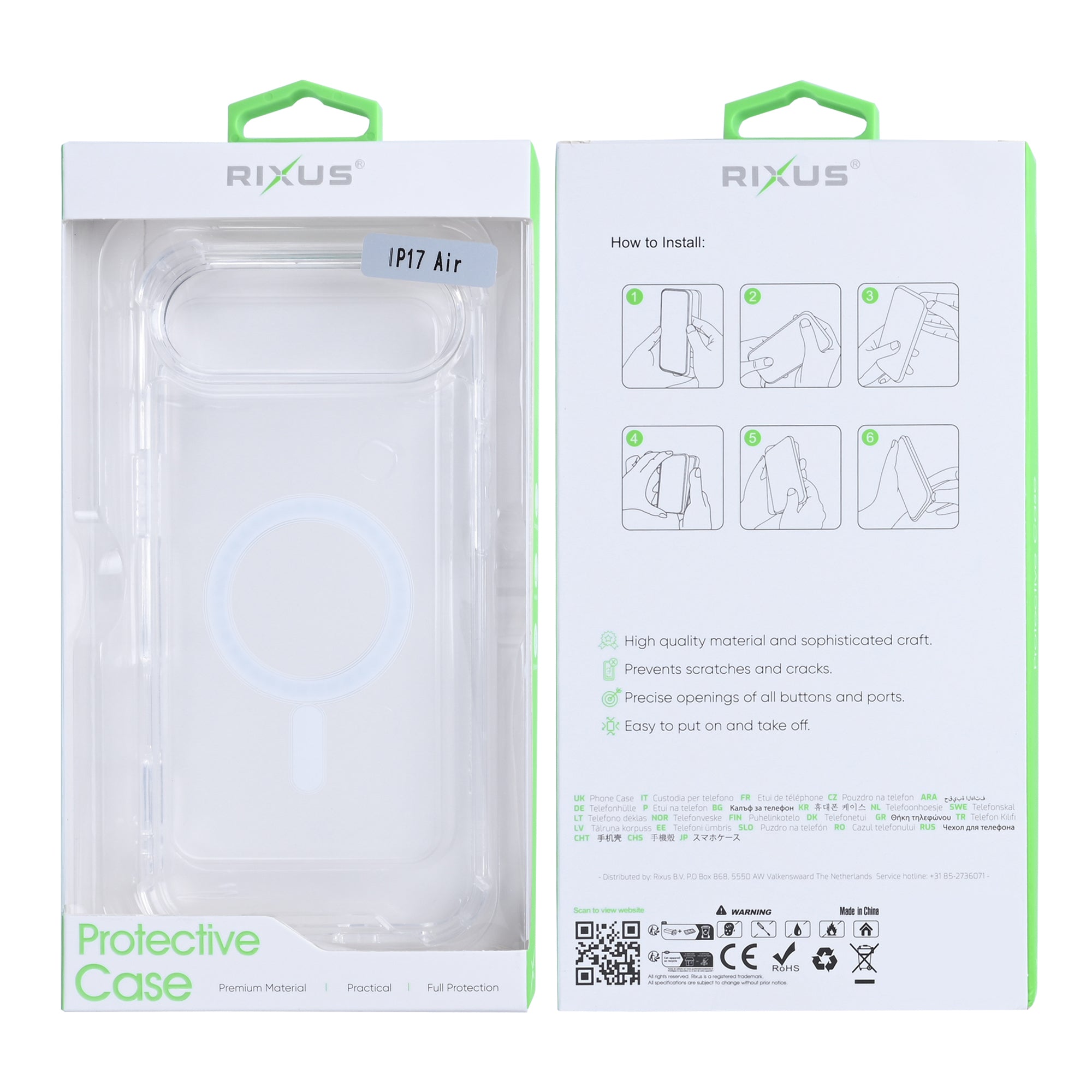 Rixus Anti-Burst Case With MagSafe Compatible For Apple iPhone 17 Air Transparent