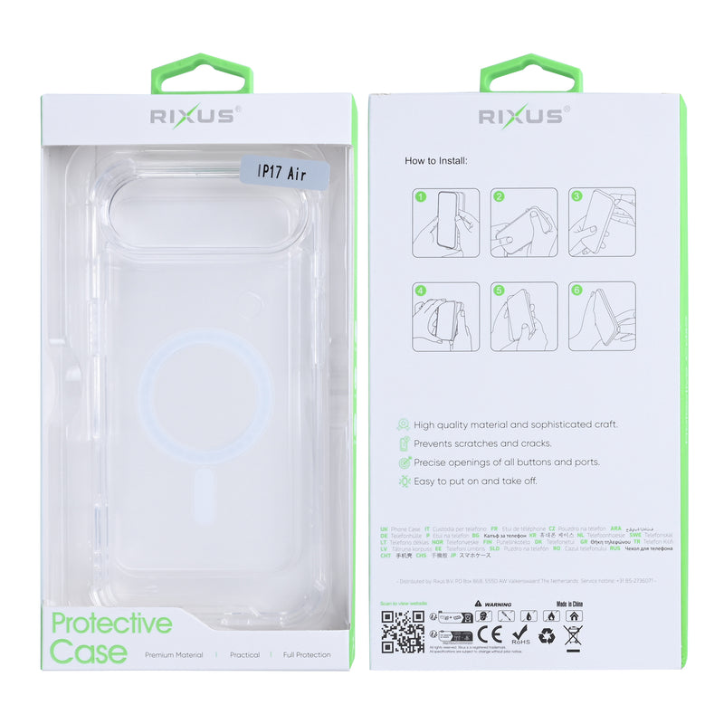 Rixus Anti-Burst Case With MagSafe For iPhone 17 Air Transparent