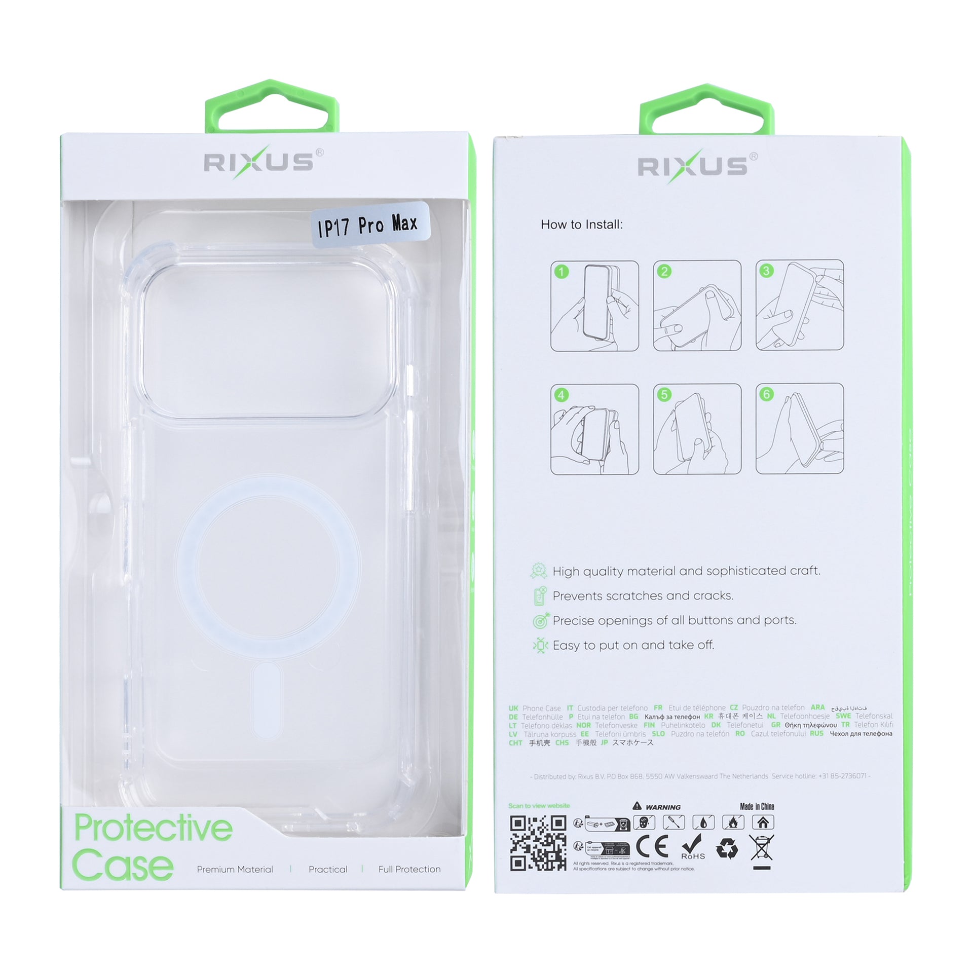 Rixus Anti-Burst Case With MagSafe Compatible For Apple iPhone 17 Pro Max Transparent