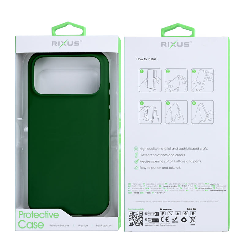 Rixus Soft TPU Phone Case With MagSafe For iPhone 17 Pro Max Dark Green