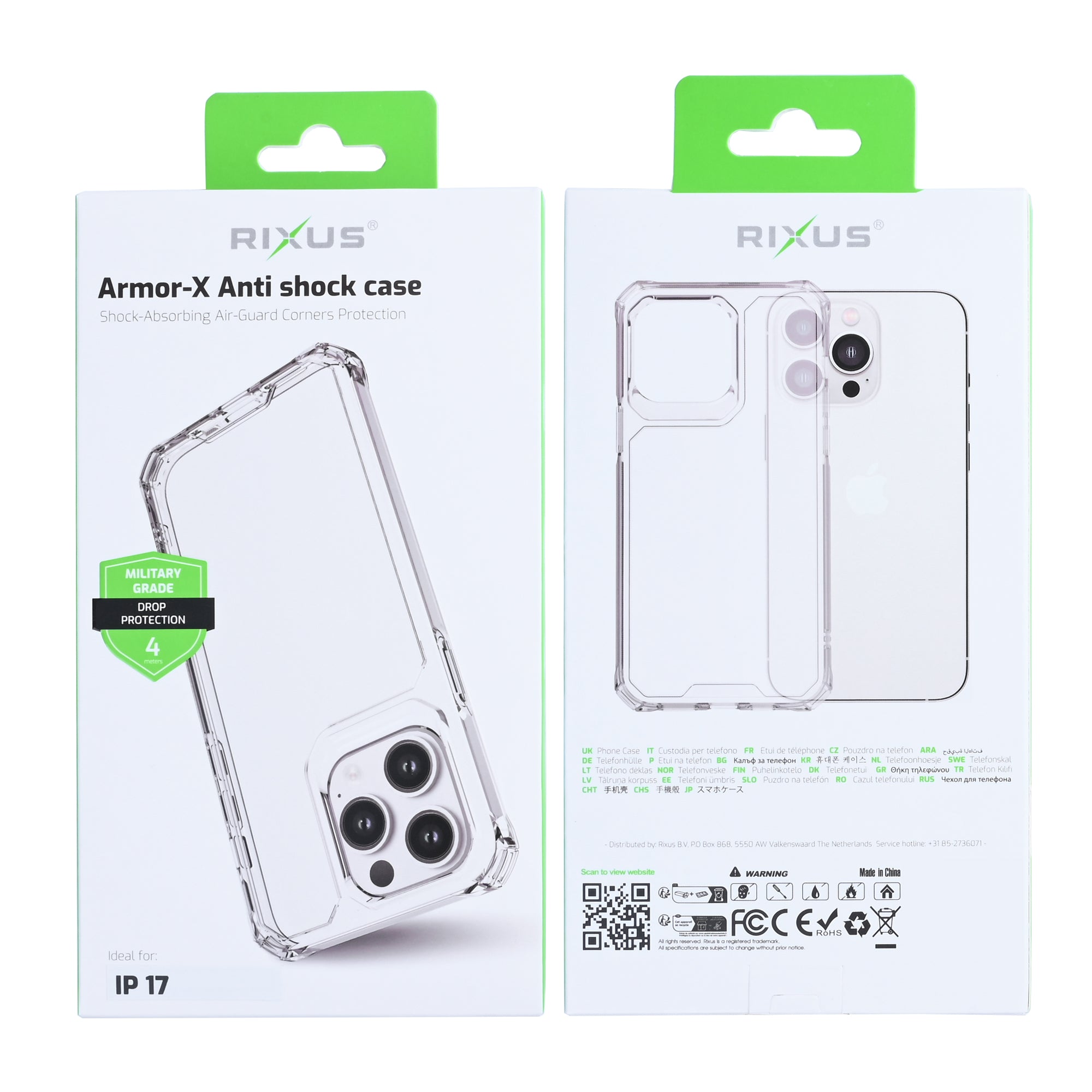 Rixus Armor-X Anti Shock Case For Apple iPhone 17 Transparent