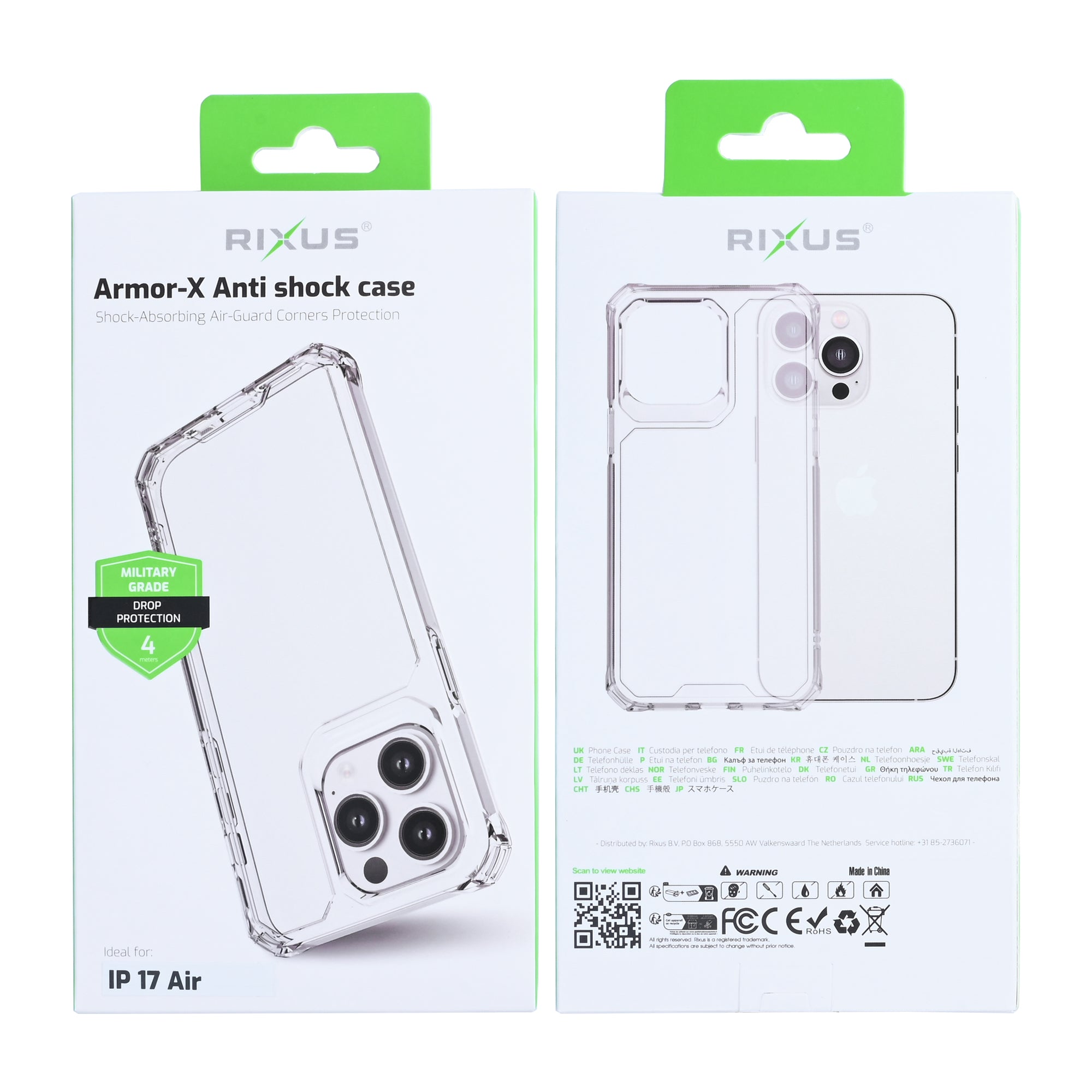Rixus Armor-X Anti Shock Case With MagSafe Compatible For Apple iPhone 17 Air Transparent