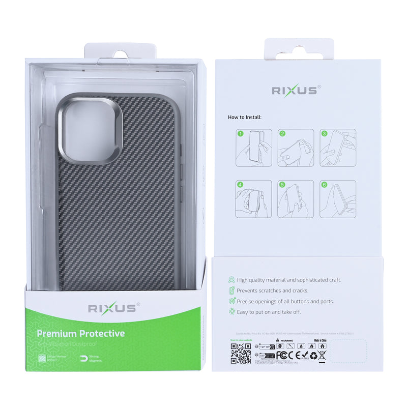 Rixus Mag Carbon With MagSafe For iPhone 17 Titanium Grey