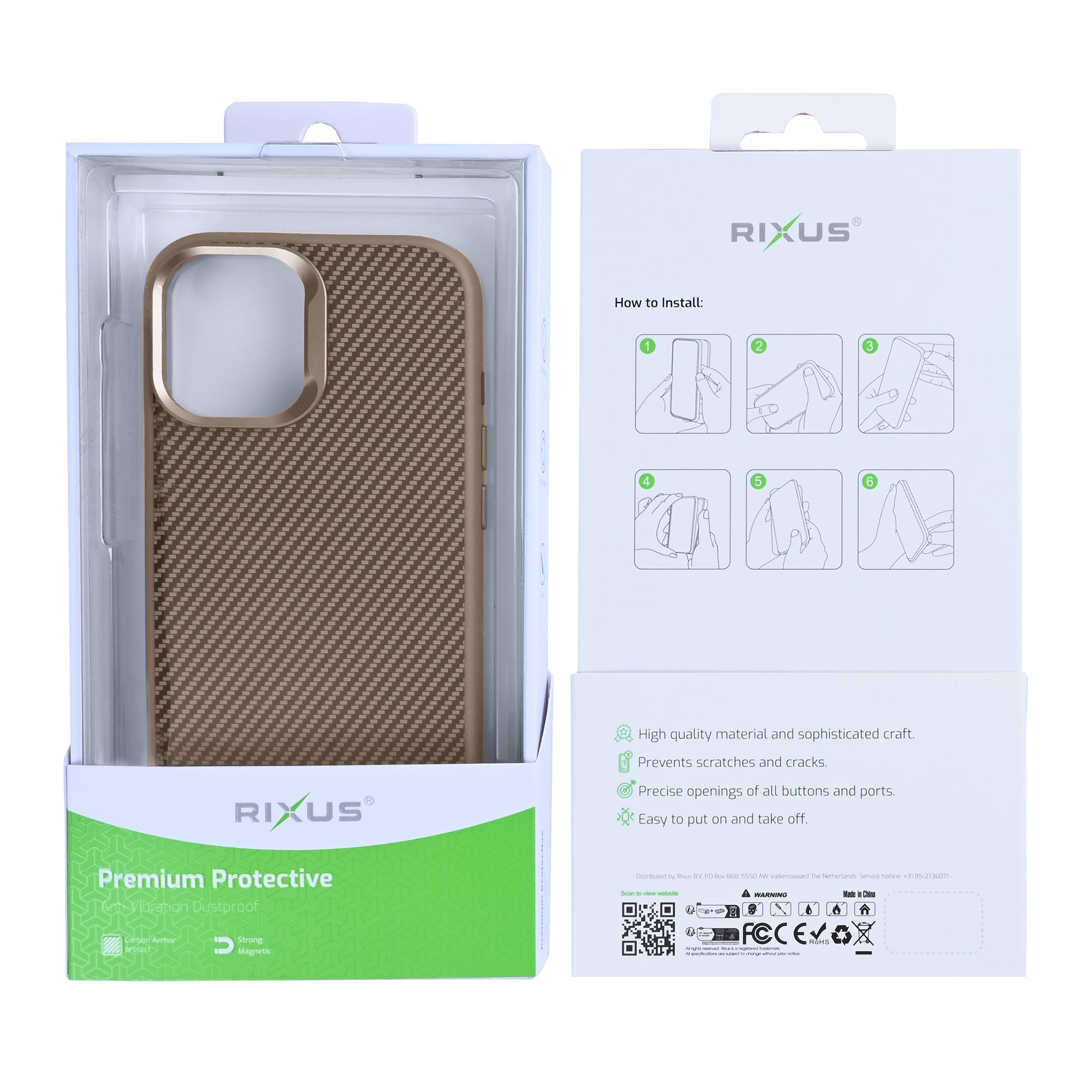 Rixus Mag Carbon With MagSafe Compatible For Apple iPhone 17 Brown