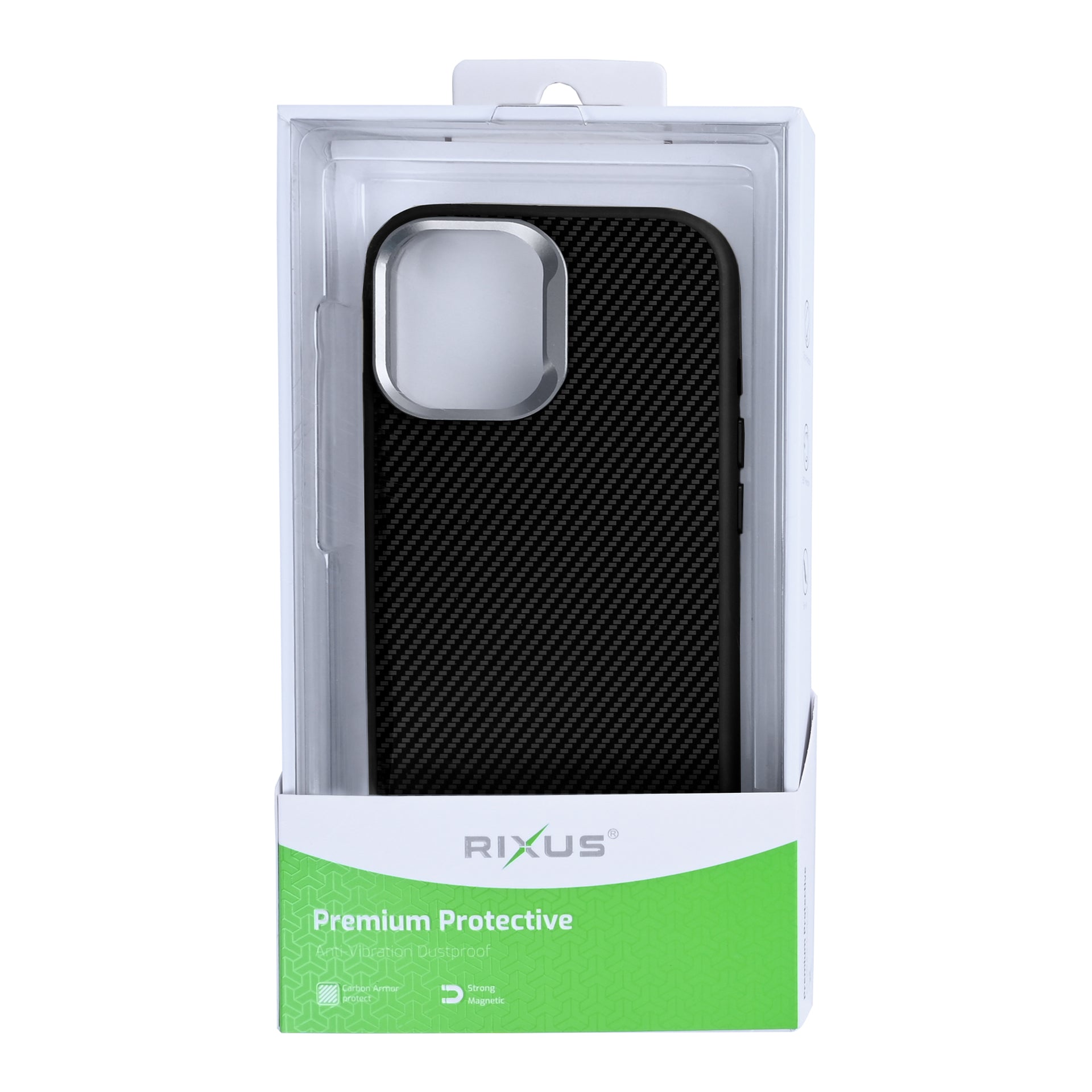 Rixus Mag Carbon With MagSafe Compatible For Apple iPhone 17 Titanium Black