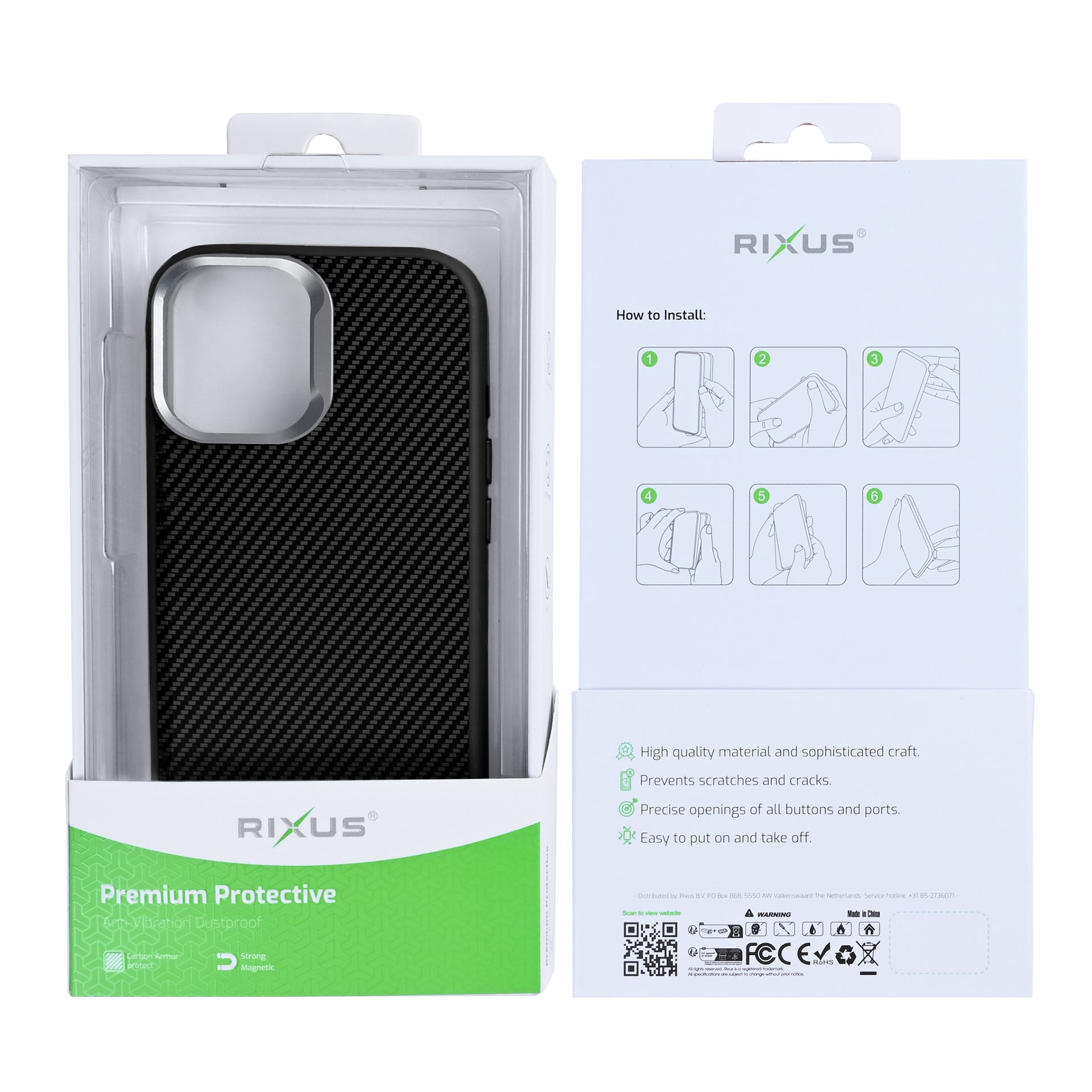 Rixus Mag Carbon With MagSafe Compatible For Apple iPhone 17 Titanium Black