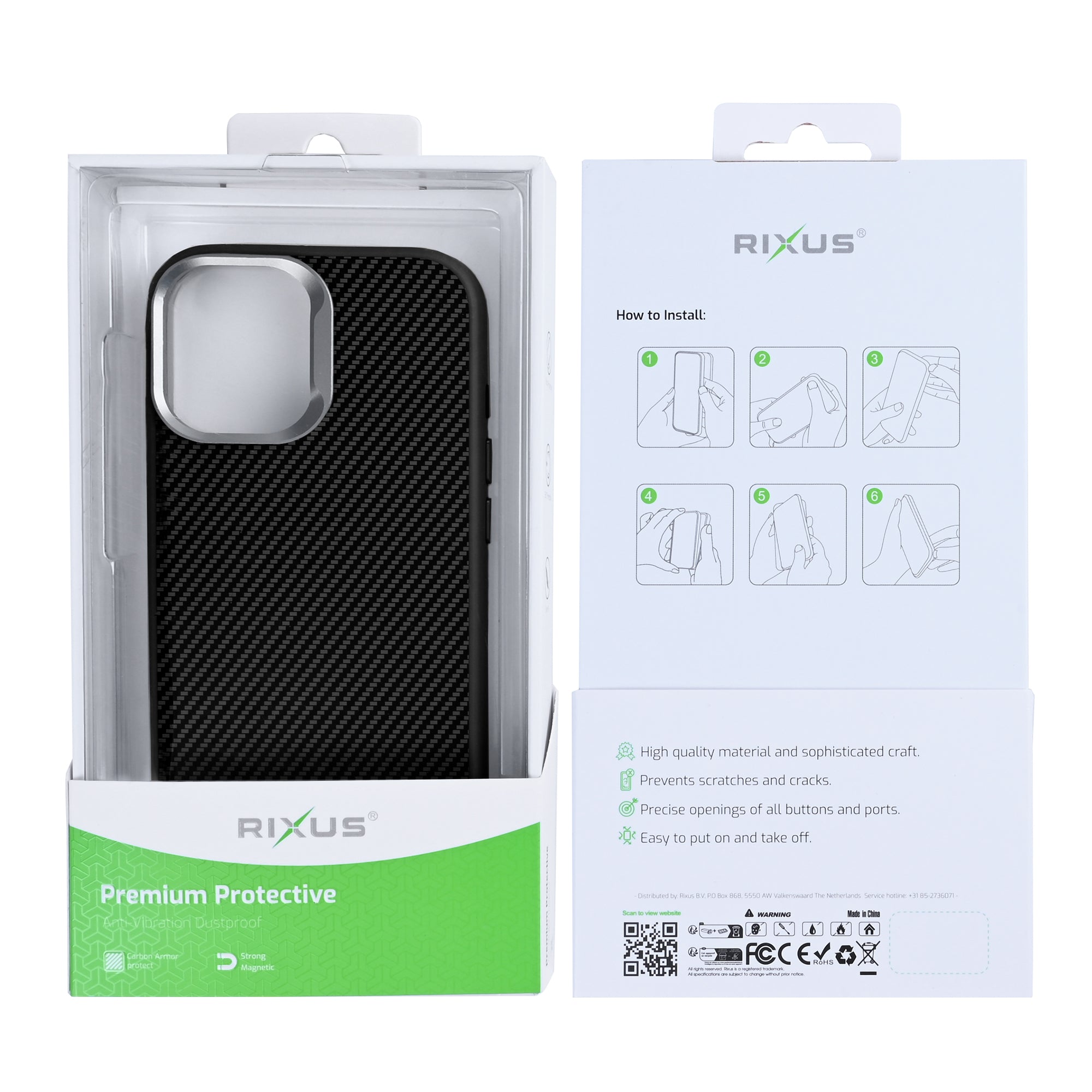 Rixus Mag Carbon With MagSafe Compatible For Apple iPhone 17 Titanium Black