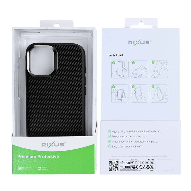 Rixus Mag Carbon With MagSafe For iPhone 17 Titanium Black