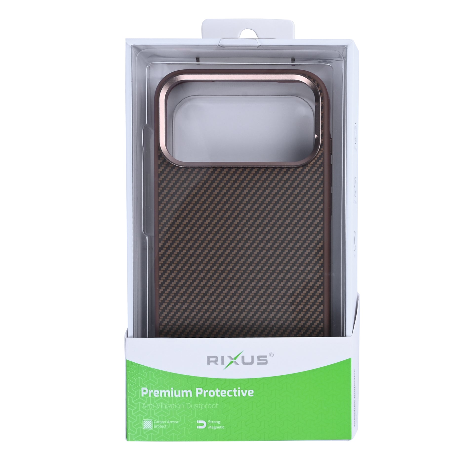 Rixus Mag Carbon With MagSafe Compatible For Apple iPhone 17 Pro Brown