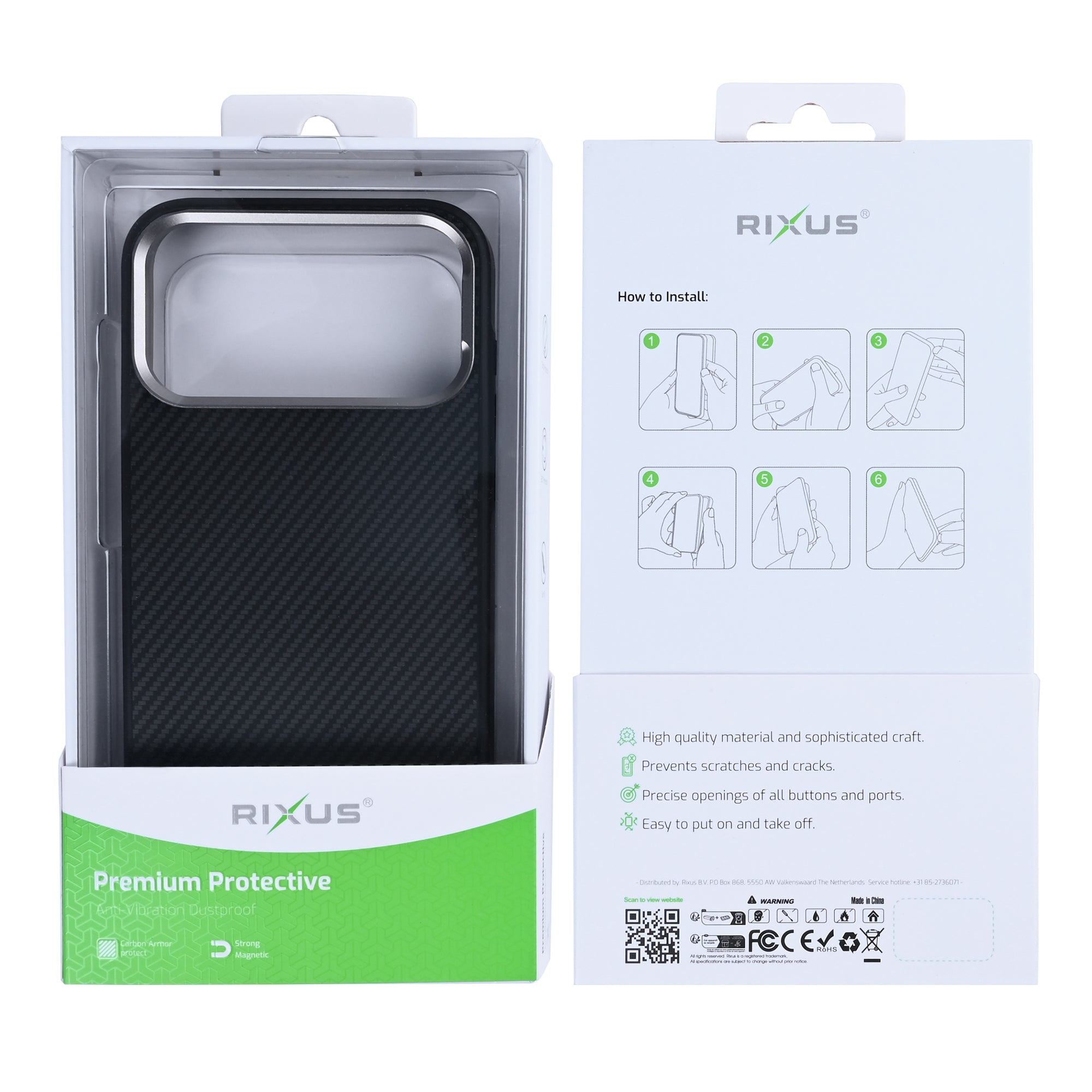 Rixus Mag Carbon With MagSafe Compatible For Apple iPhone 17 Pro Titanium Black