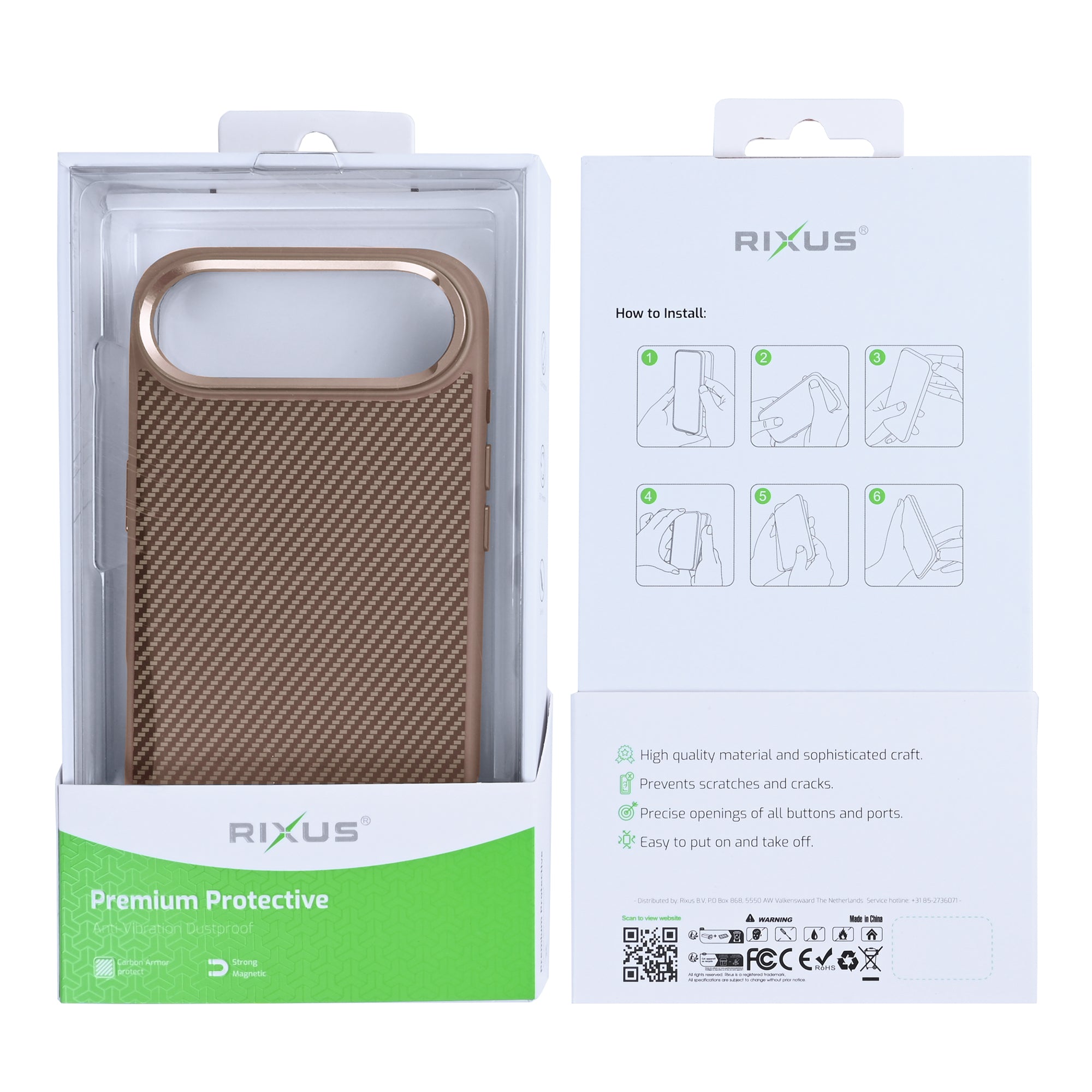 Rixus Mag Carbon With MagSafe Compatible For Apple iPhone 17 Air Brown