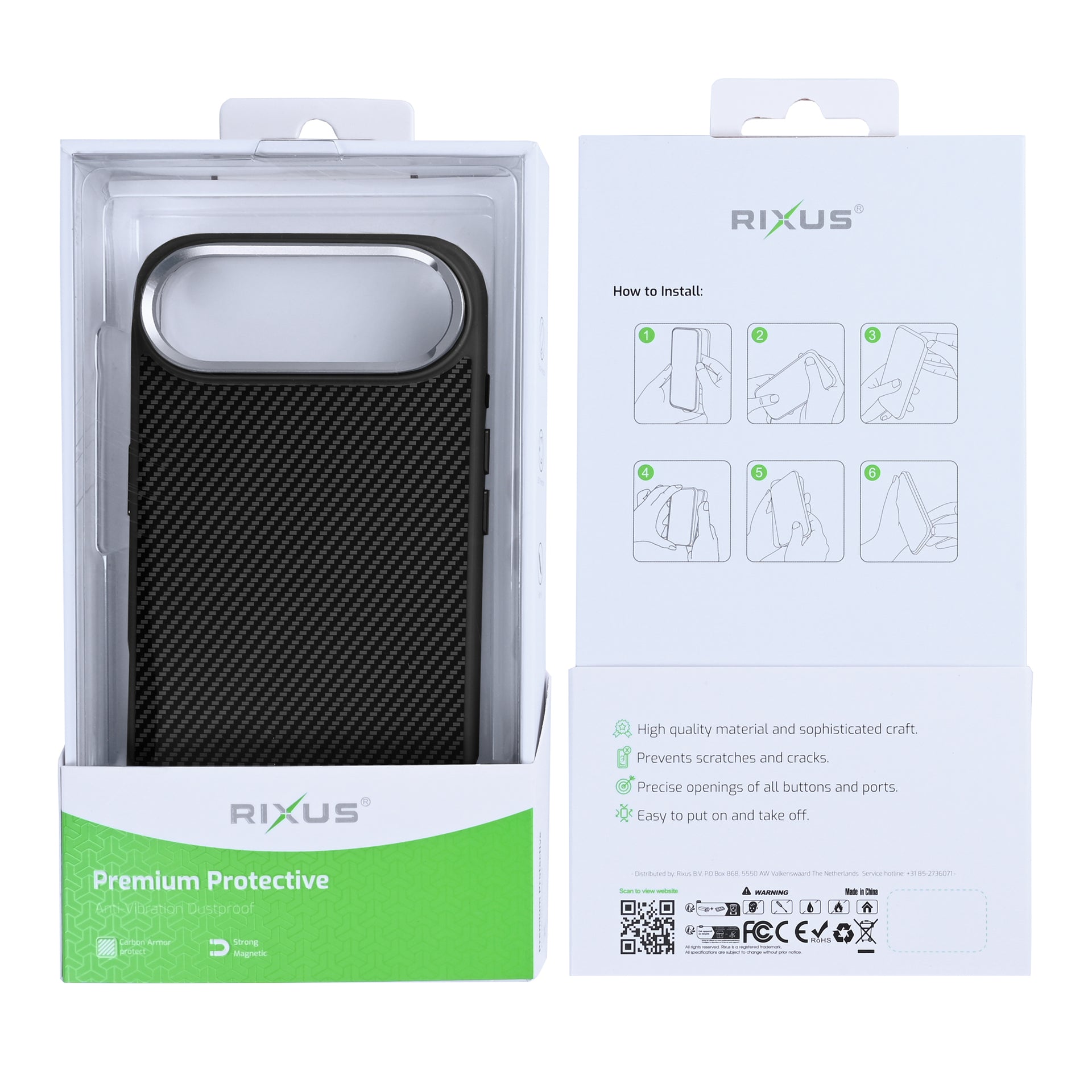 Rixus Mag Carbon With MagSafe Compatible For Apple iPhone 17 Air Titanium Black