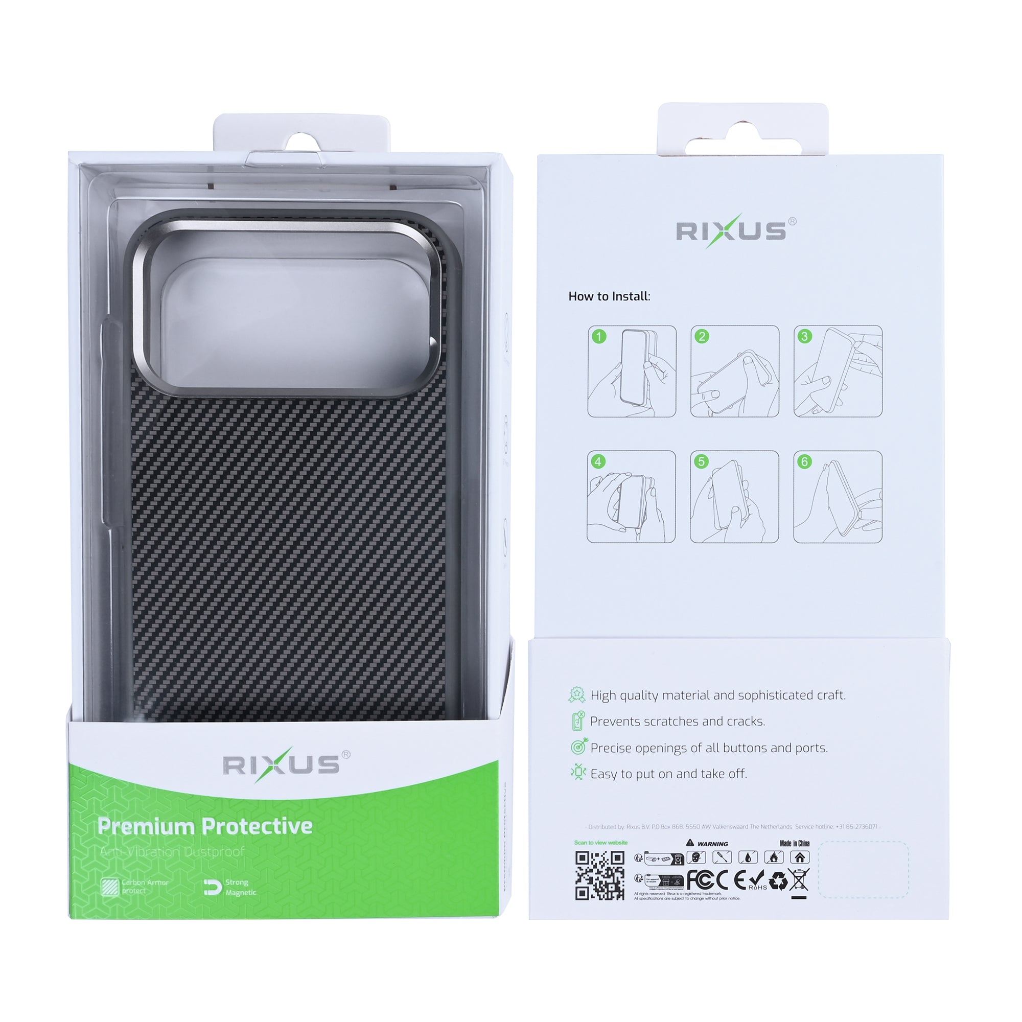 Rixus Mag Carbon With MagSafe Compatible For Apple iPhone 17 Pro Max Titanium Grey