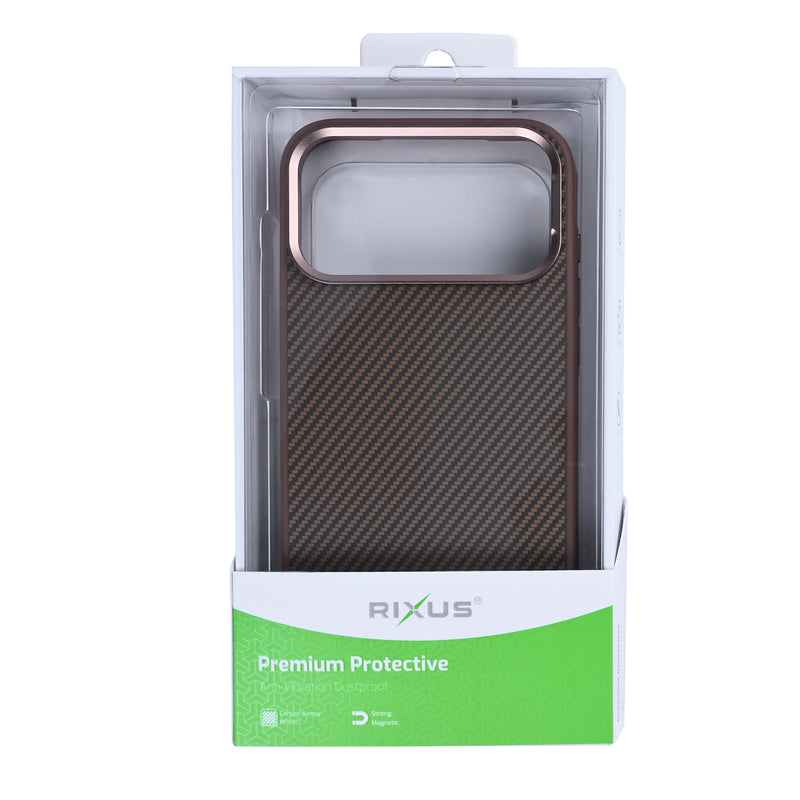 Rixus Mag Carbon With MagSafe For iPhone 17 Pro Max Brown