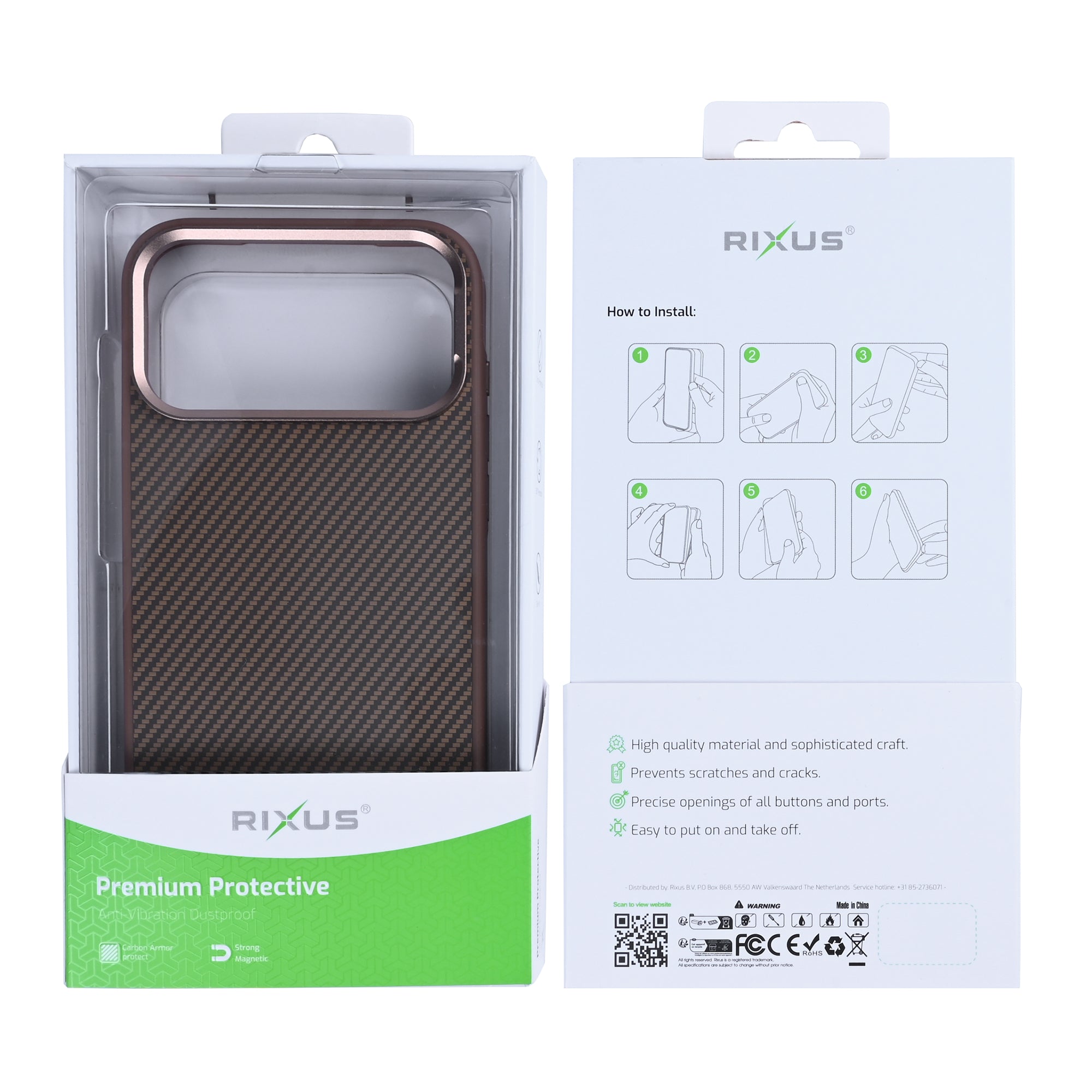Rixus Mag Carbon With MagSafe Compatible For Apple iPhone 17 Pro Max Brown