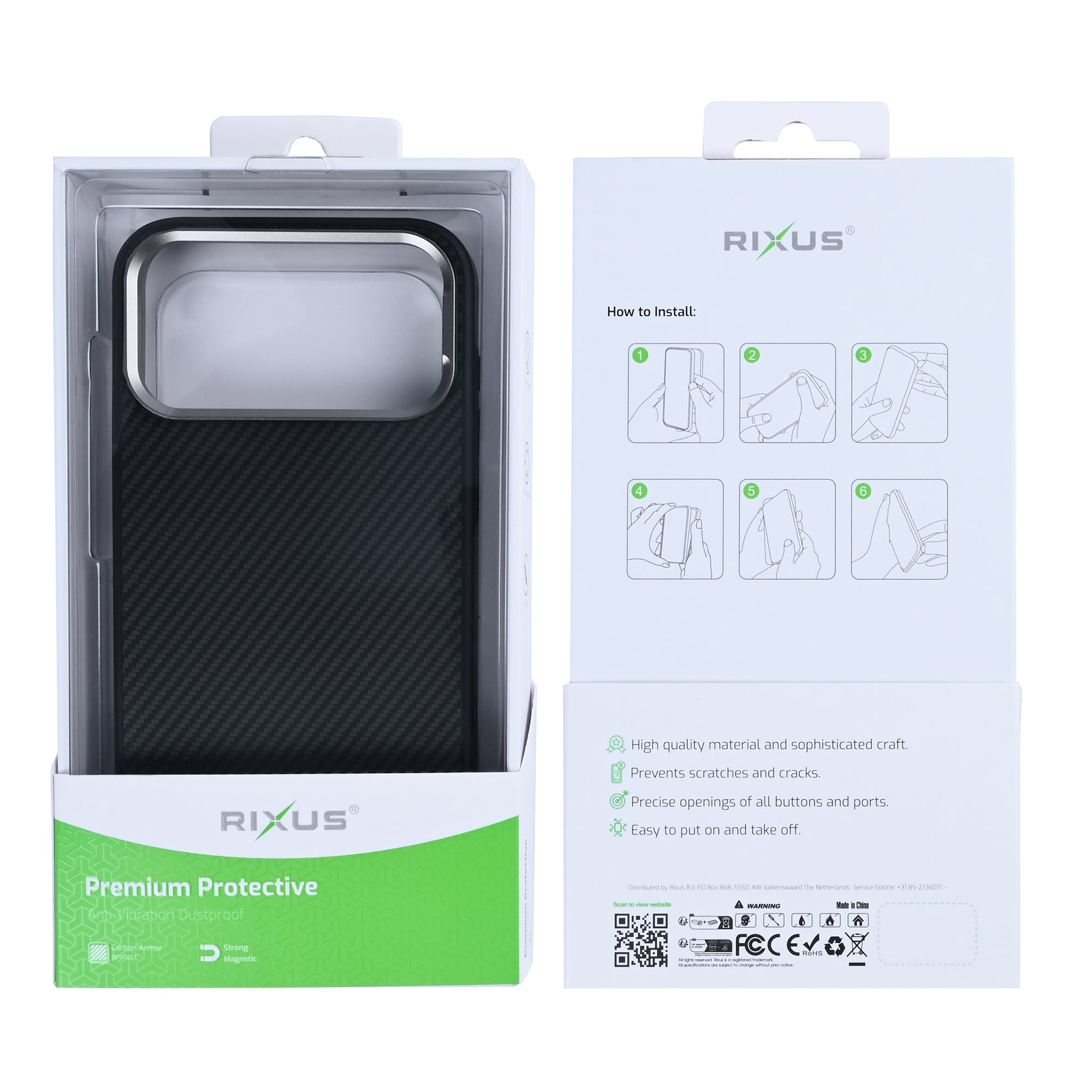 Rixus Mag Carbon With MagSafe Compatible For Apple iPhone 17 Pro Max Titanium Black