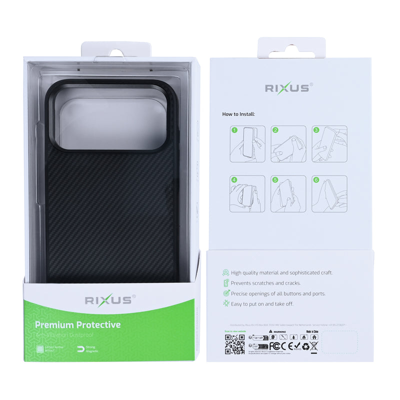 Rixus Mag Carbon With MagSafe For iPhone 17 Pro Max Titanium Black