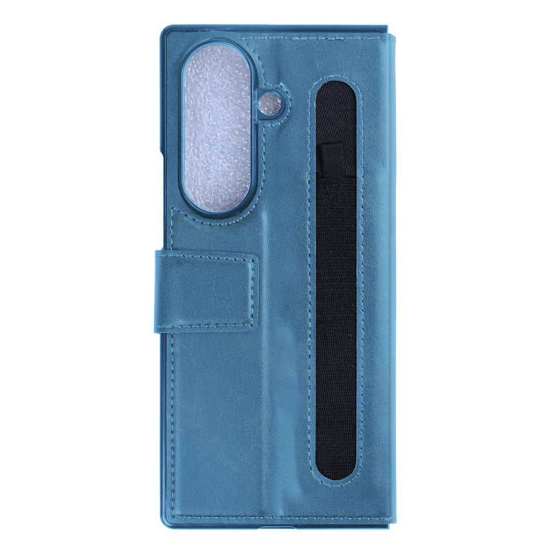 Rixus Wallet Case With Pen Holder For Samsung Galaxy Z Fold 7 Sierra Blue
