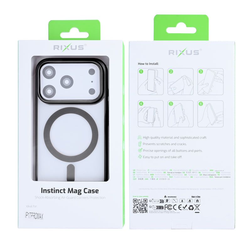Rixus Instinct Mag Case For iPhone 17 Pro Max Black