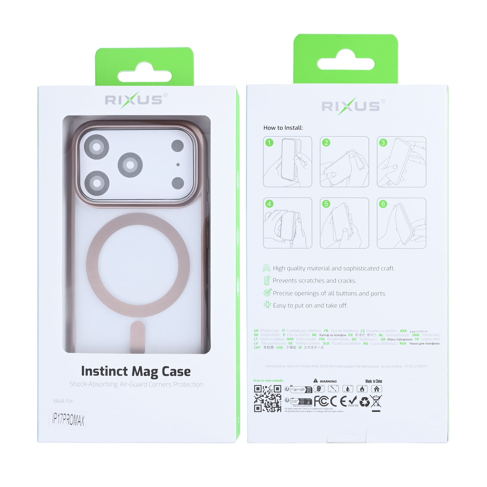 Rixus Instinct Mag Case For Apple iPhone 17 Pro Max Desert Titanium