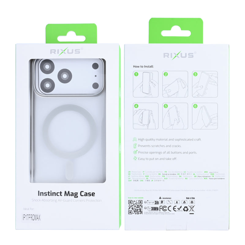 Rixus Instinct Mag Case For iPhone 17 Pro Max Silver