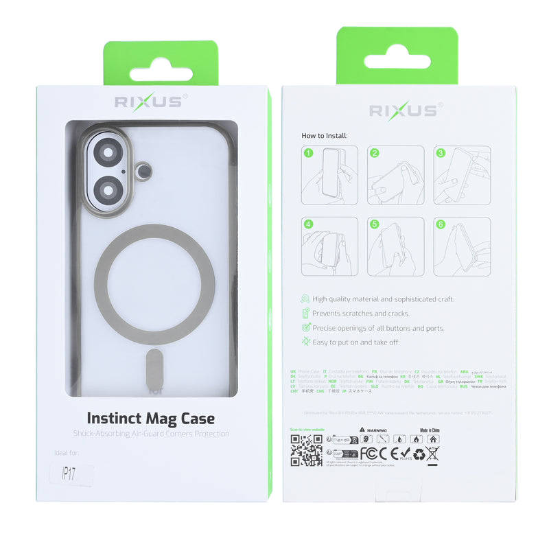 Rixus Instinct Mag Case For Apple iPhone 17 Titanium Grey