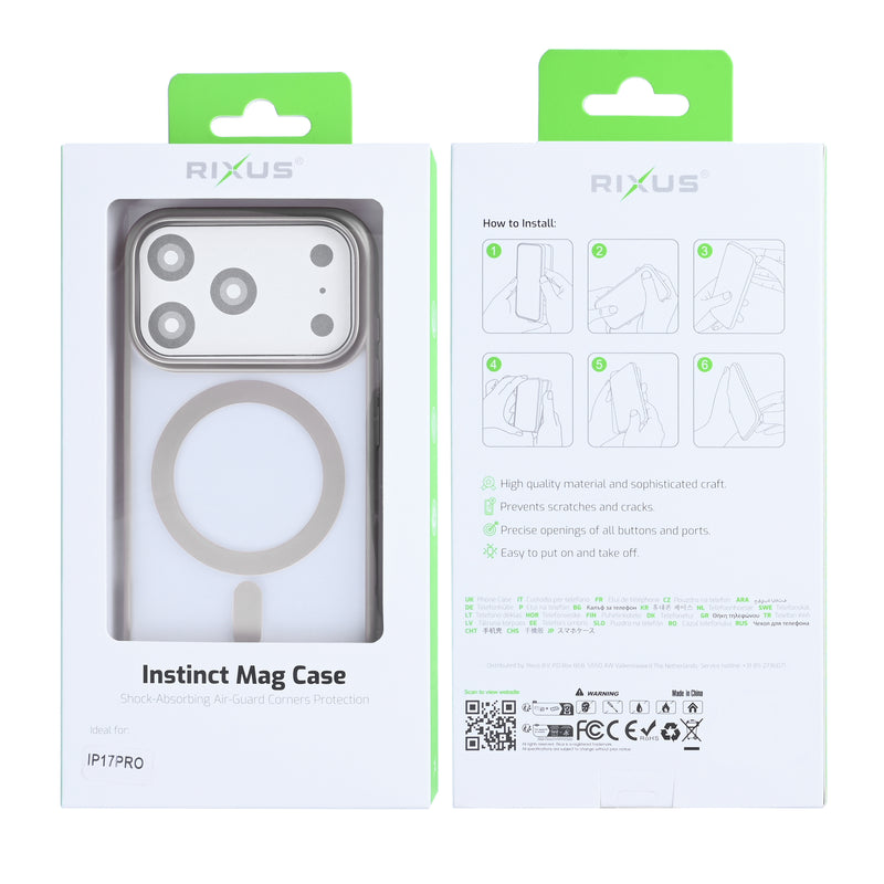 Rixus Instinct Mag Case For iPhone 17 Pro Titanium Grey