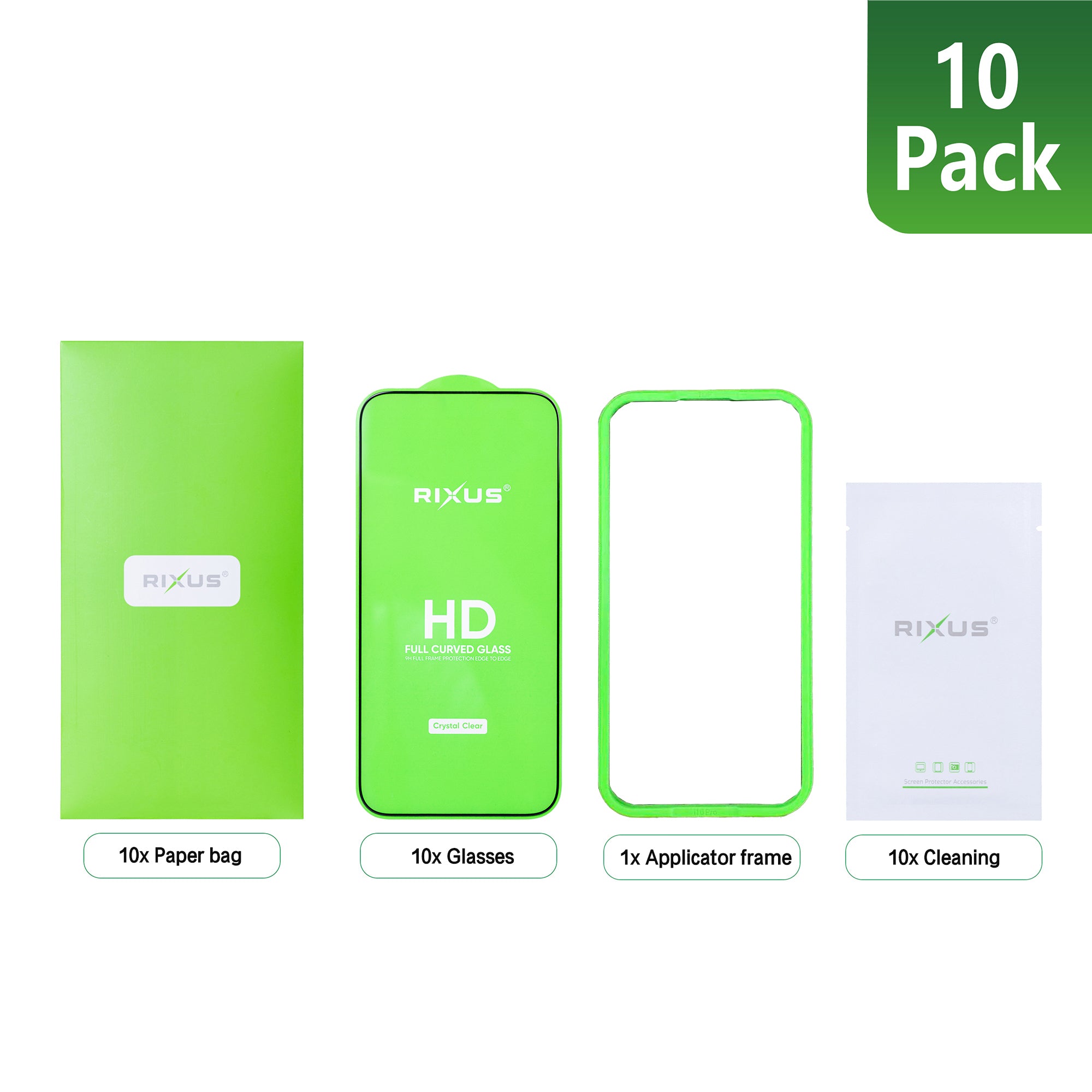 Rixus Clear HD Full Curved Edge Tempered Glass For Apple iPhone 17 (10-Pack)