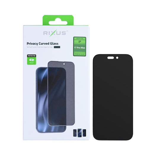 Rixus Privacy Full Curved Edge Tempered Glass For Apple iPhone 17 Pro Max