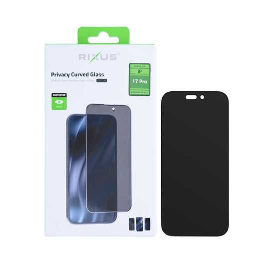 Rixus Privacy Full Curved Edge Tempered Glass For Apple iPhone 17 Pro
