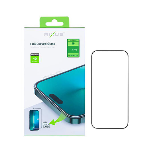 Rixus Clear HD Full Curved Edge Tempered Glass For Apple iPhone 17 Pro