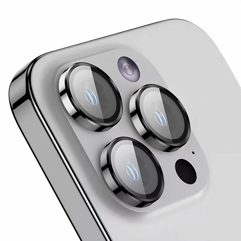 Rixus Metal Shield Camera Tempered Glass For iPhone 17 Pro, 17 Pro Max Grey