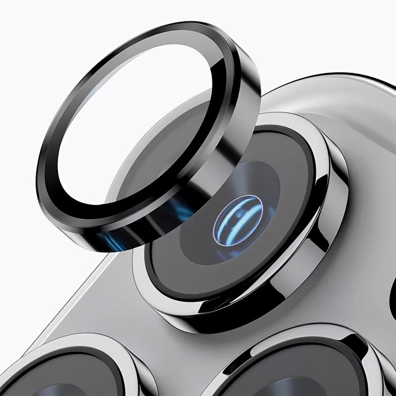 Rixus Metal Shield Camera Tempered Glass For Apple iPhone 17 Pro,17 Pro Max Silver