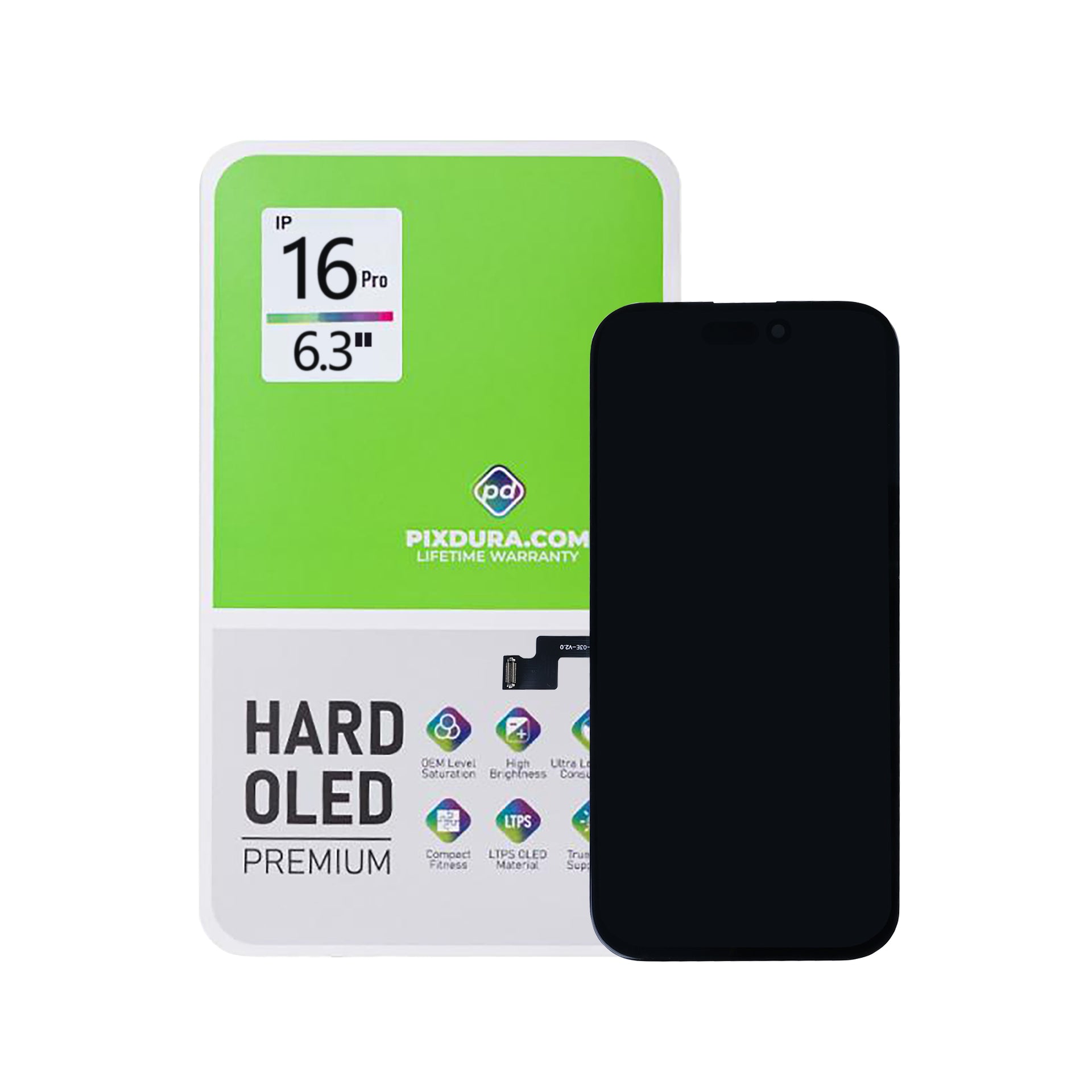 PIXDURA For Apple iPhone 16 Pro Display And Digitizer Hard-OLED Premium (IC Removable) (60Hz)