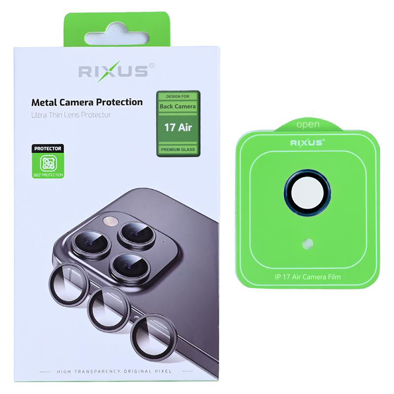 Rixus Metal Shield Camera Tempered Glass For iPhone 17 Air Blue