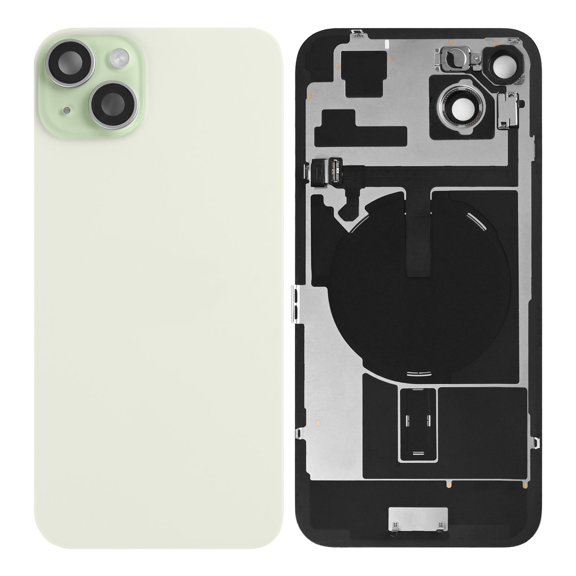 For Apple iPhone 15 Back Glass With NFC, Enlarged Camera Frame Green Pulled