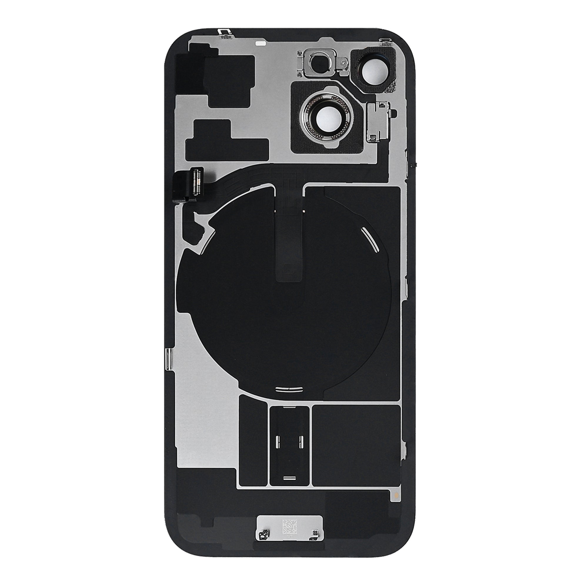 For Apple iPhone 15 Back Glass With NFC, Enlarged Camera Frame Black Pulled