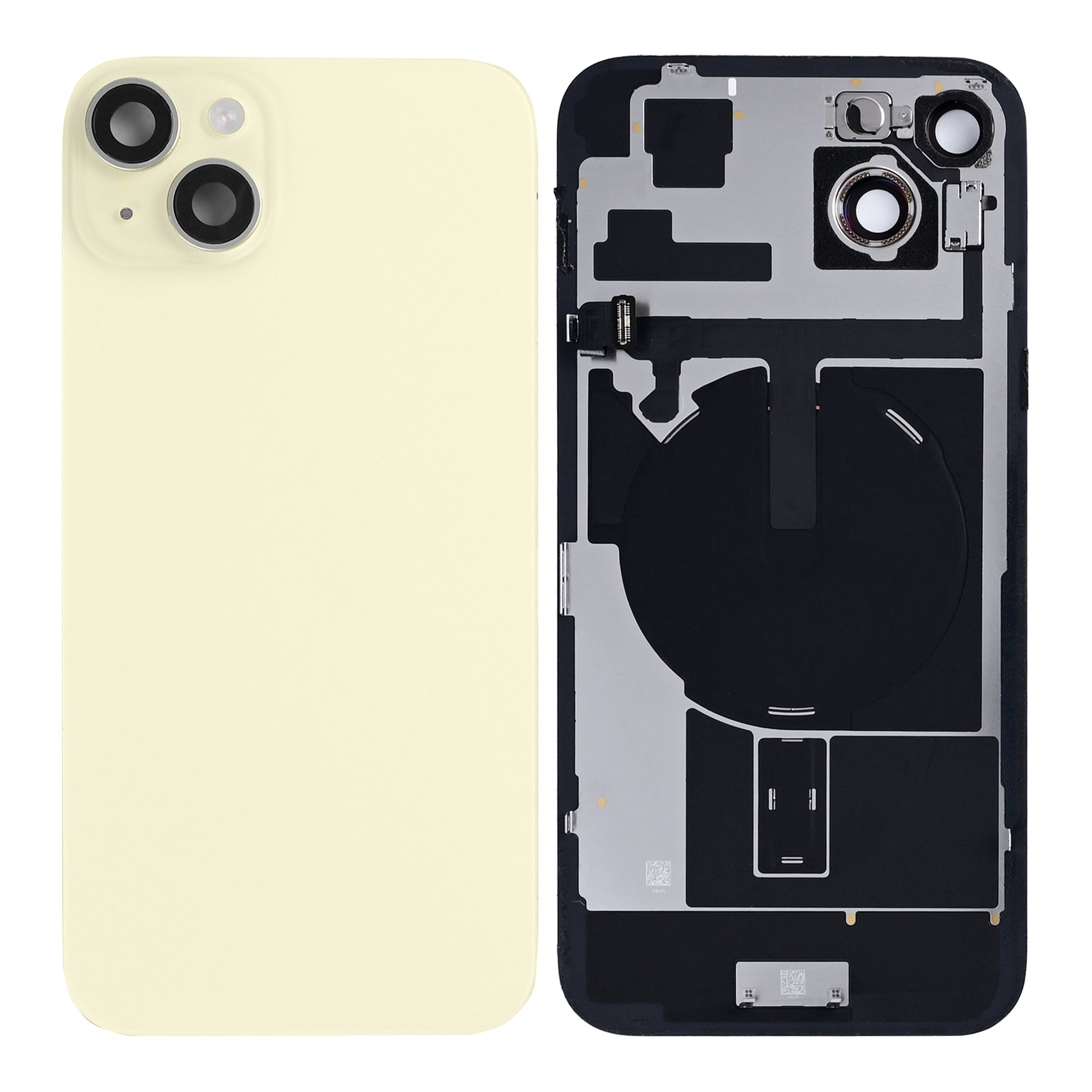 For Apple iPhone 15 Back Glass With NFC, Enlarged Camera Frame Yellow Pulled