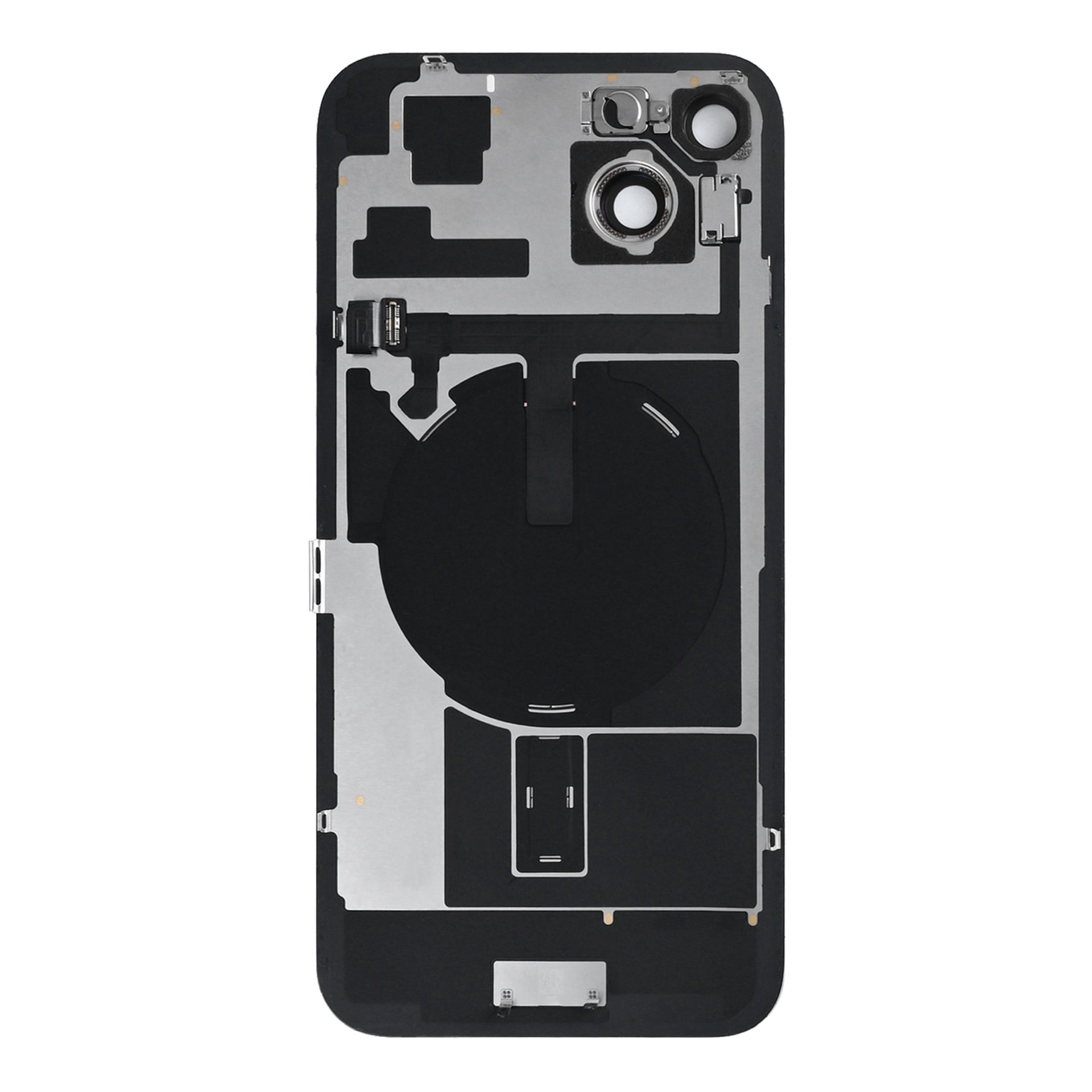 For Apple iPhone 15 Plus Back Glass With NFC, Enlarged Camera Frame Black Pulled