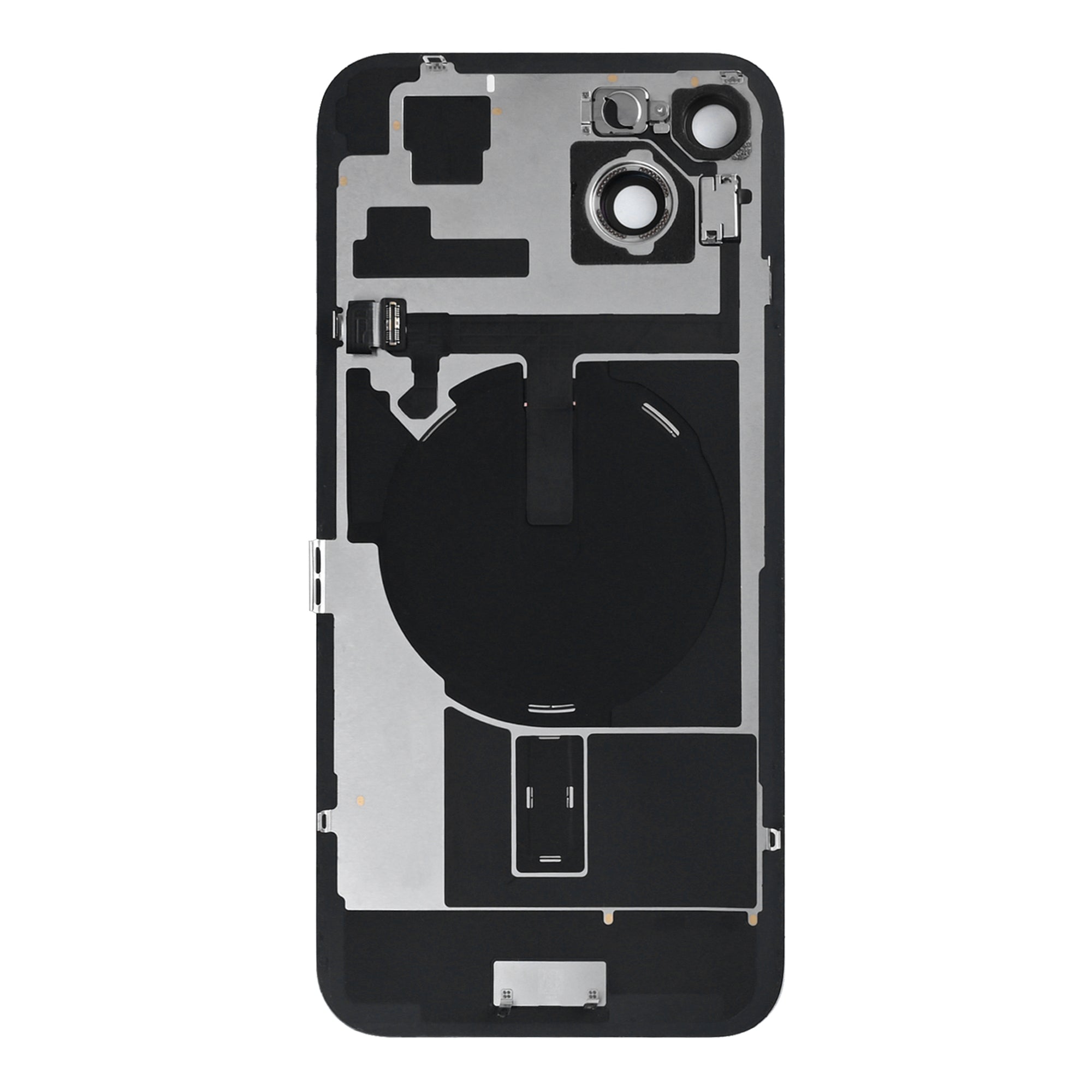 For Apple iPhone 15 Plus Back Glass With NFC, Enlarged Camera Frame Black Pulled