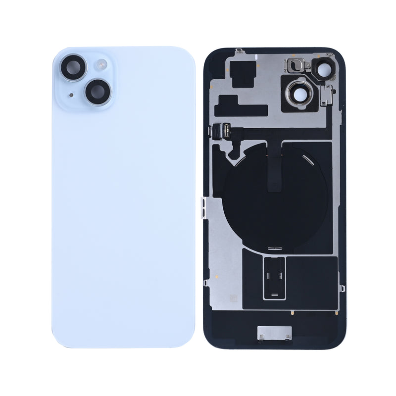 For iPhone 15 Plus Extra Glass With NFC, Enlarged Camera Frame Blue Pulled