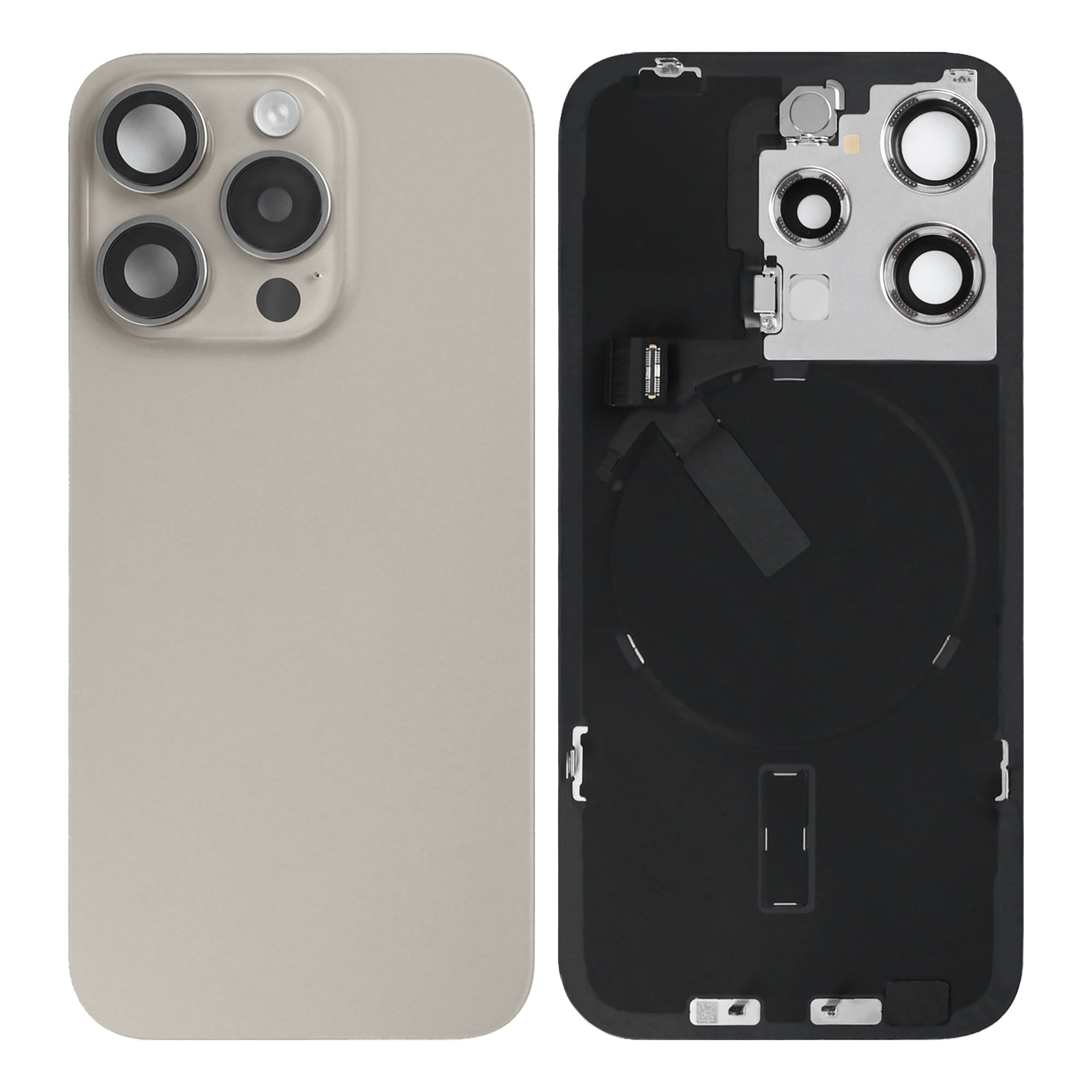 For Apple iPhone 15 Pro Back Glass With NFC, Enlarged Camera Frame Natural Titanium Pulled