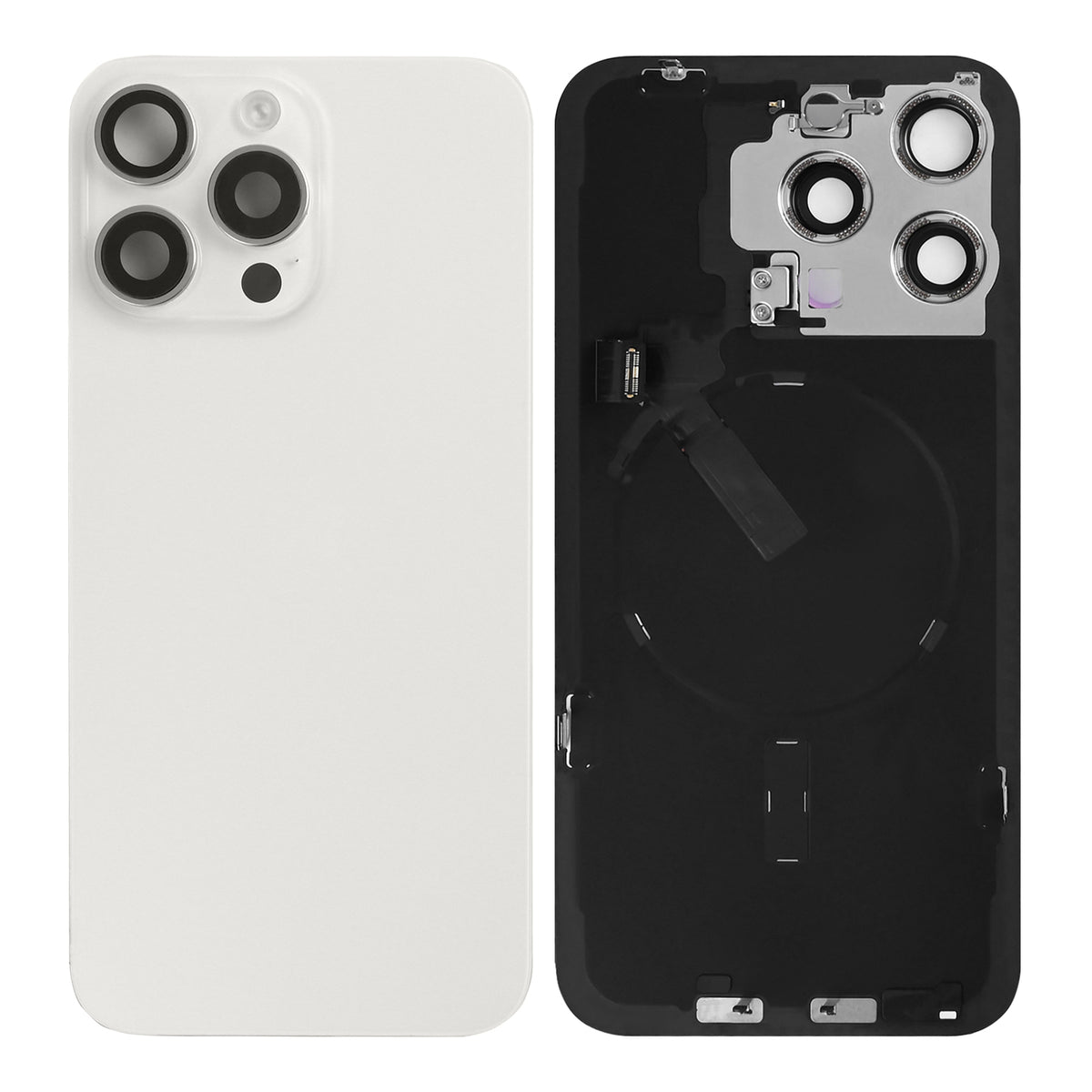 For Apple iPhone 15 Pro Back Glass With NFC, Enlarged Camera Frame White Titanium Pulled