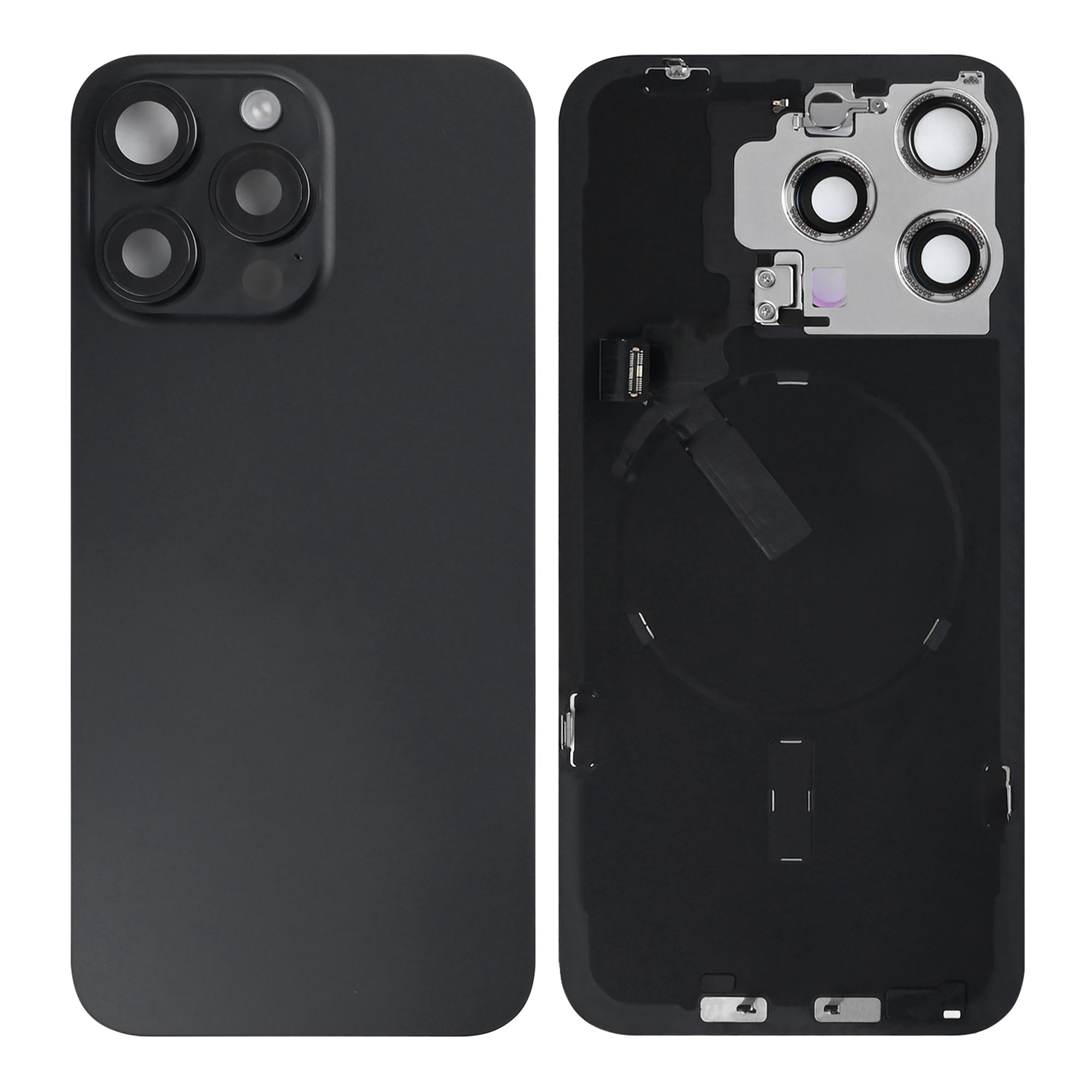 For Apple iPhone 15 Pro Max Back Glass With NFC, Enlarged Camera Frame Black Titanium Pulled