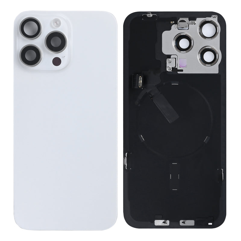 For iPhone 15 Pro Max Extra Glass With NFC, Enlarged Camera Frame White Titanium Pulled