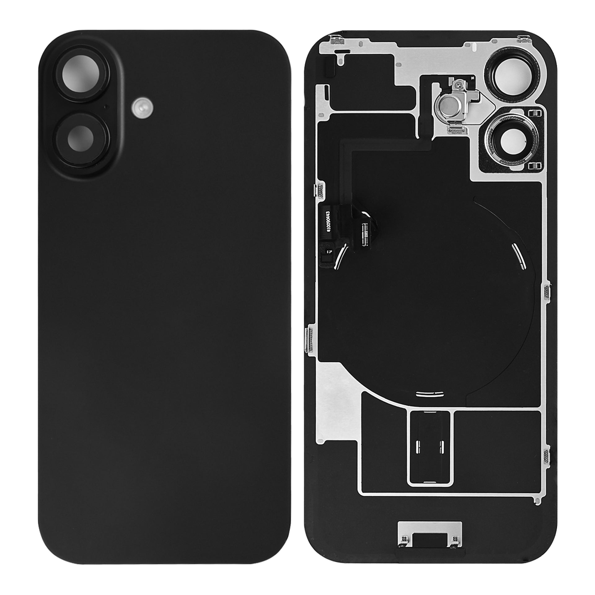 For Apple iPhone 16 Back Glass With NFC, Enlarged Camera Frame Black Pulled