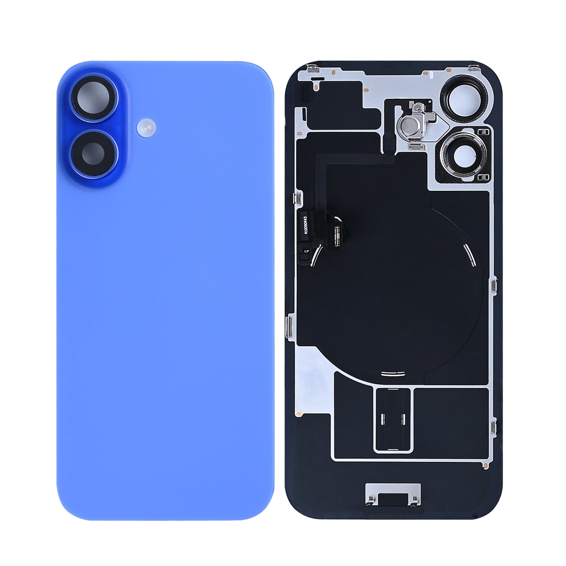 For Apple iPhone 16 Back Glass With NFC, Enlarged Camera Frame Ultramarine Pulled
